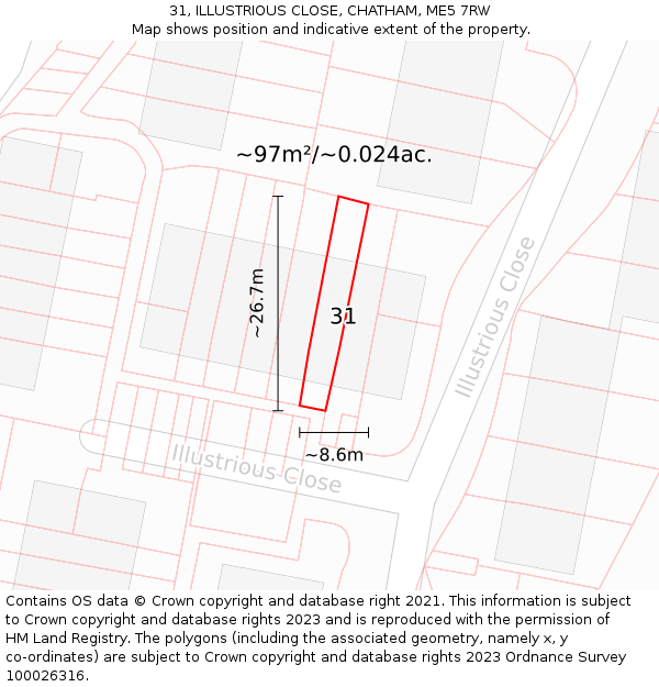 31, ILLUSTRIOUS CLOSE, CHATHAM, ME5 7RW: Plot and title map