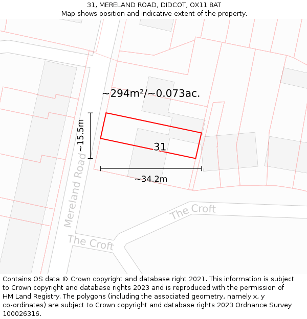31, MERELAND ROAD, DIDCOT, OX11 8AT: Plot and title map