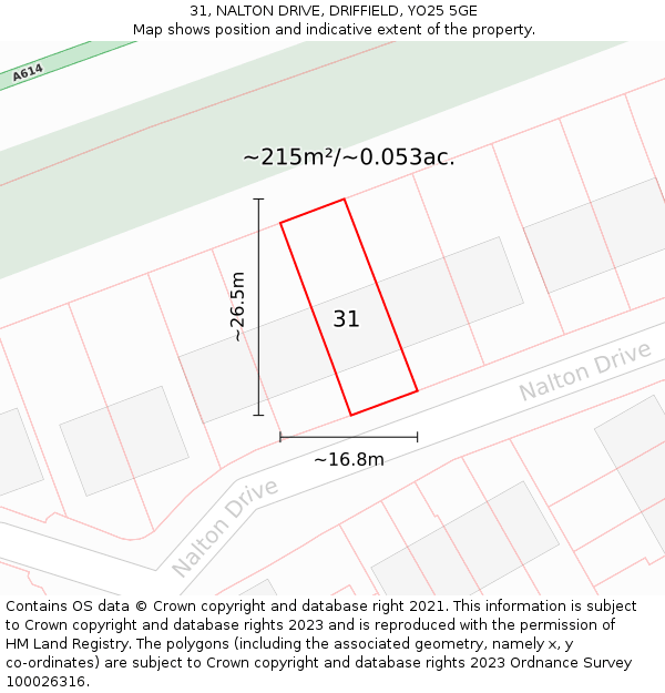 31, NALTON DRIVE, DRIFFIELD, YO25 5GE: Plot and title map