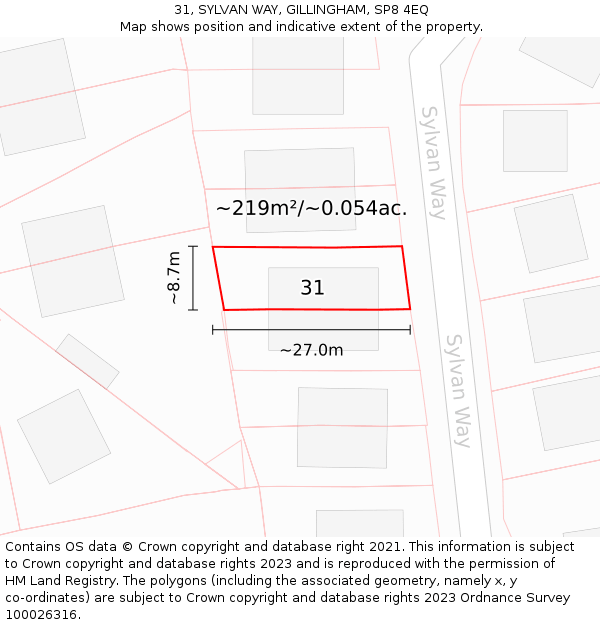 31, SYLVAN WAY, GILLINGHAM, SP8 4EQ: Plot and title map
