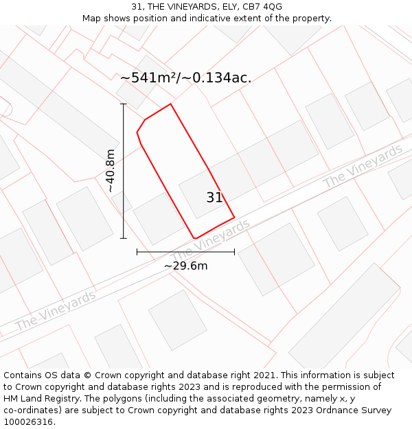 31, THE VINEYARDS, ELY, CB7 4QG: Plot and title map