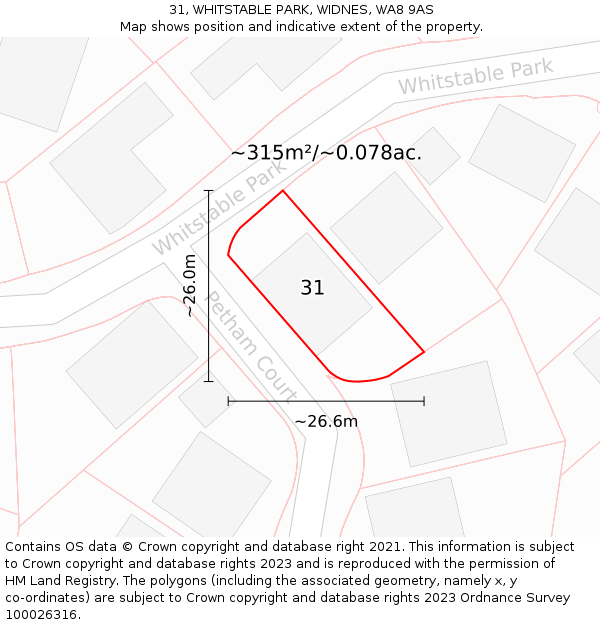 31, WHITSTABLE PARK, WIDNES, WA8 9AS: Plot and title map