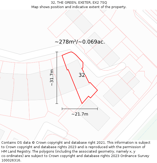 32, THE GREEN, EXETER, EX2 7SQ: Plot and title map