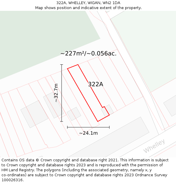 322A, WHELLEY, WIGAN, WN2 1DA: Plot and title map