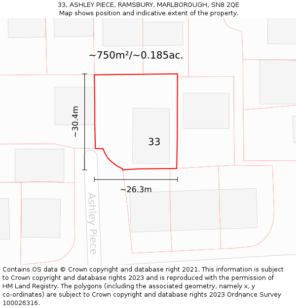 33, ASHLEY PIECE, RAMSBURY, MARLBOROUGH, SN8 2QE: Plot and title map
