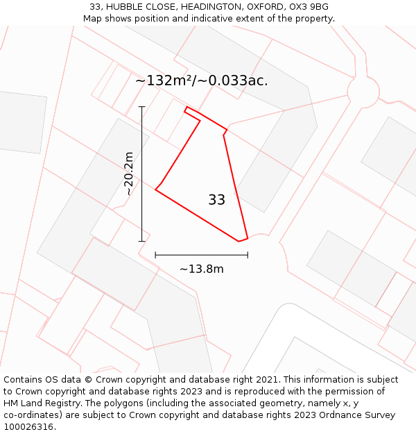 33, HUBBLE CLOSE, HEADINGTON, OXFORD, OX3 9BG: Plot and title map