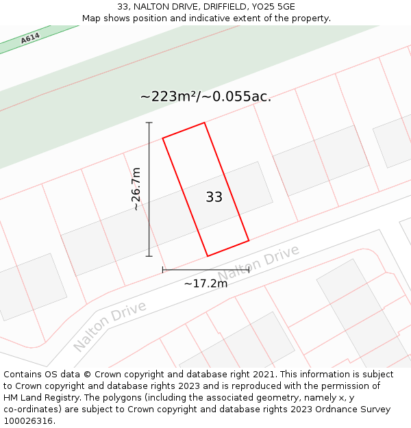 33, NALTON DRIVE, DRIFFIELD, YO25 5GE: Plot and title map