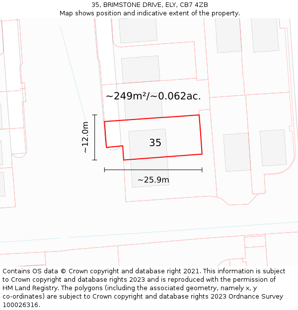 35, BRIMSTONE DRIVE, ELY, CB7 4ZB: Plot and title map