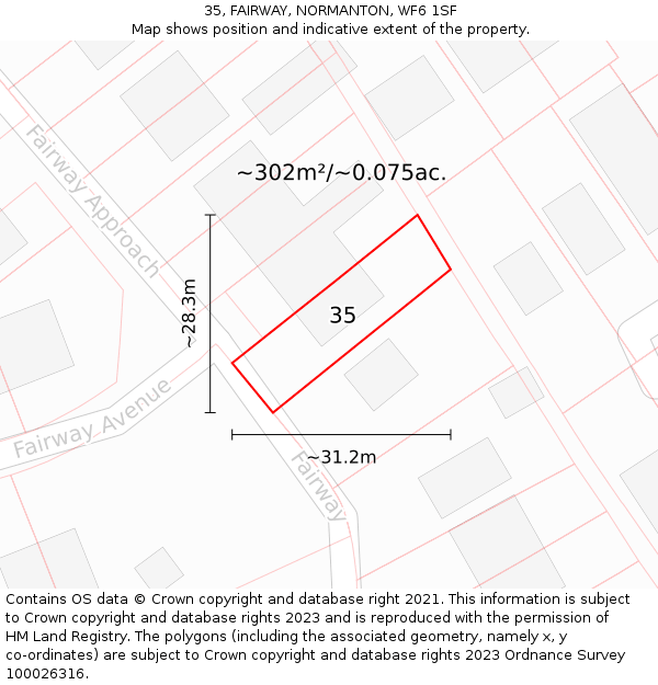 35, FAIRWAY, NORMANTON, WF6 1SF: Plot and title map
