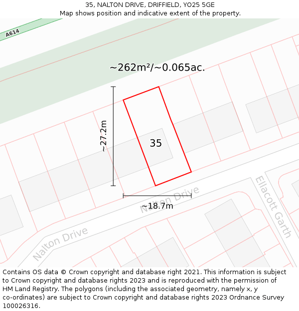 35, NALTON DRIVE, DRIFFIELD, YO25 5GE: Plot and title map