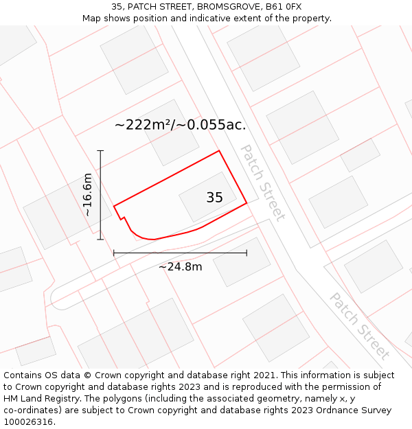 35, PATCH STREET, BROMSGROVE, B61 0FX: Plot and title map
