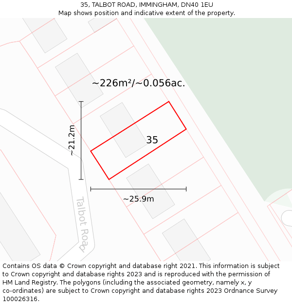 35, TALBOT ROAD, IMMINGHAM, DN40 1EU: Plot and title map