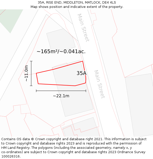 35A, RISE END, MIDDLETON, MATLOCK, DE4 4LS: Plot and title map