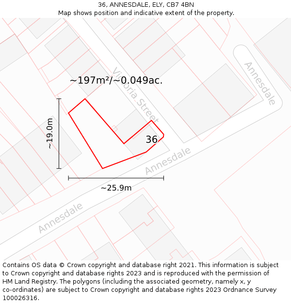 36, ANNESDALE, ELY, CB7 4BN: Plot and title map