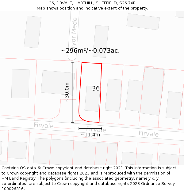 36, FIRVALE, HARTHILL, SHEFFIELD, S26 7XP: Plot and title map