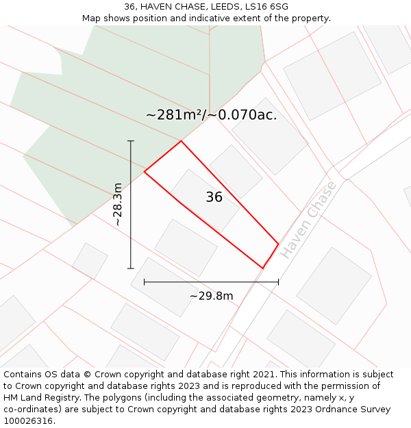 36, HAVEN CHASE, LEEDS, LS16 6SG: Plot and title map