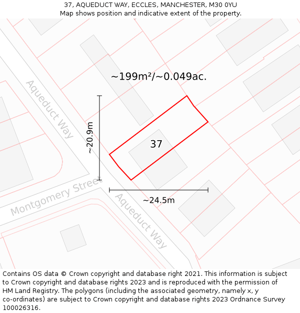 37, AQUEDUCT WAY, ECCLES, MANCHESTER, M30 0YU: Plot and title map