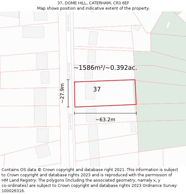 37, DOME HILL, CATERHAM, CR3 6EF: Plot and title map