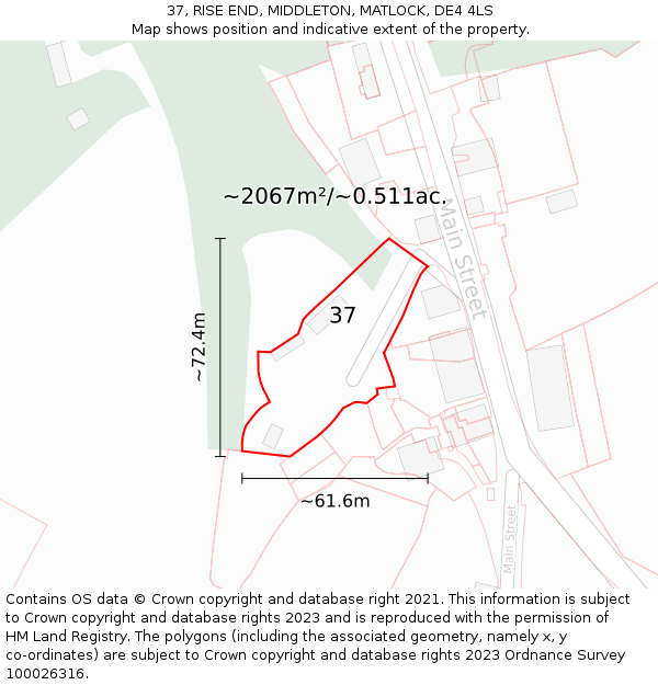 37, RISE END, MIDDLETON, MATLOCK, DE4 4LS: Plot and title map