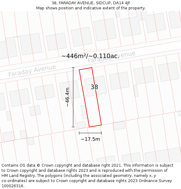 38, FARADAY AVENUE, SIDCUP, DA14 4JF: Plot and title map
