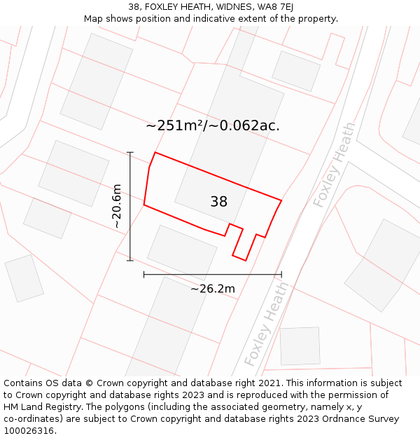 38, FOXLEY HEATH, WIDNES, WA8 7EJ: Plot and title map