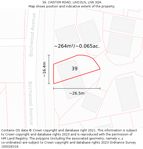 39, CAISTOR ROAD, LINCOLN, LN6 3QA: Plot and title map
