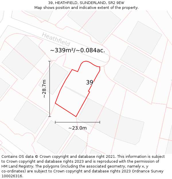 39, HEATHFIELD, SUNDERLAND, SR2 9EW: Plot and title map