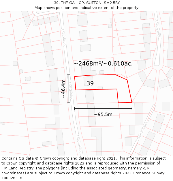 39, THE GALLOP, SUTTON, SM2 5RY: Plot and title map