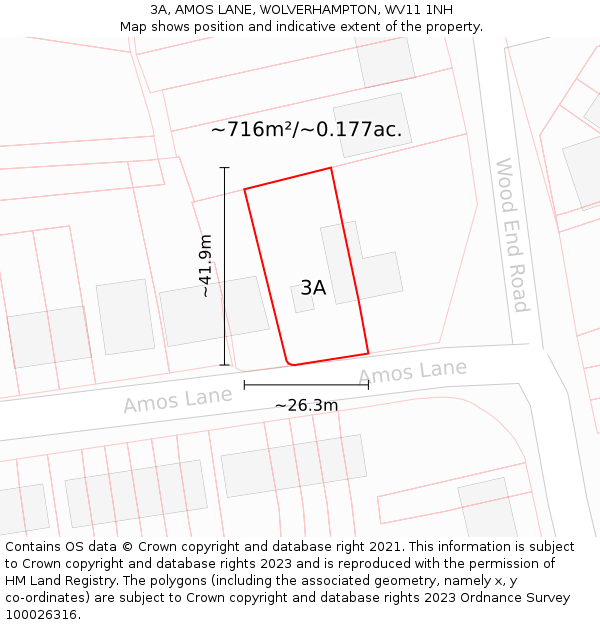 3A, AMOS LANE, WOLVERHAMPTON, WV11 1NH: Plot and title map