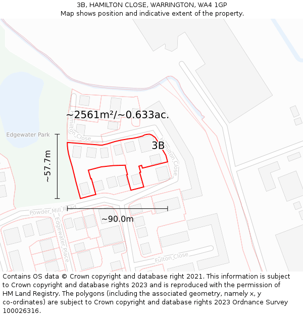 3B, HAMILTON CLOSE, WARRINGTON, WA4 1GP: Plot and title map