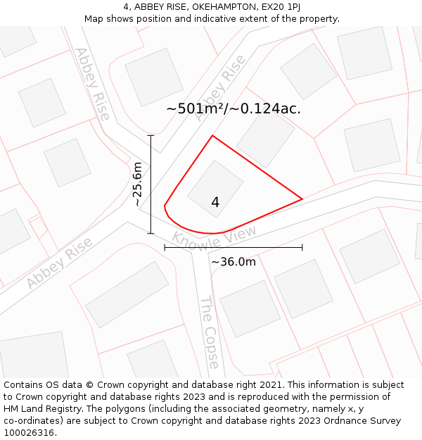 4, ABBEY RISE, OKEHAMPTON, EX20 1PJ: Plot and title map