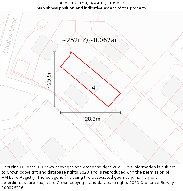4, ALLT CELYN, BAGILLT, CH6 6FB: Plot and title map
