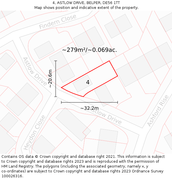 4, ASTLOW DRIVE, BELPER, DE56 1TT: Plot and title map