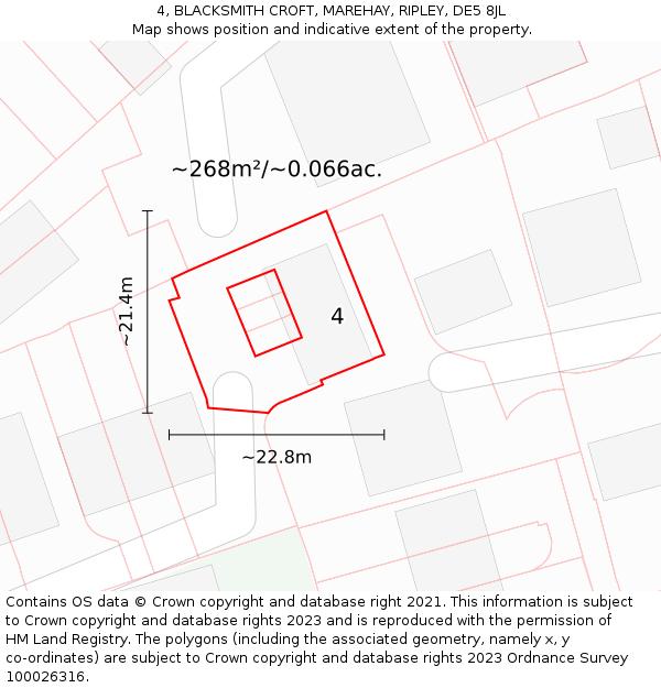 4, BLACKSMITH CROFT, MAREHAY, RIPLEY, DE5 8JL: Plot and title map