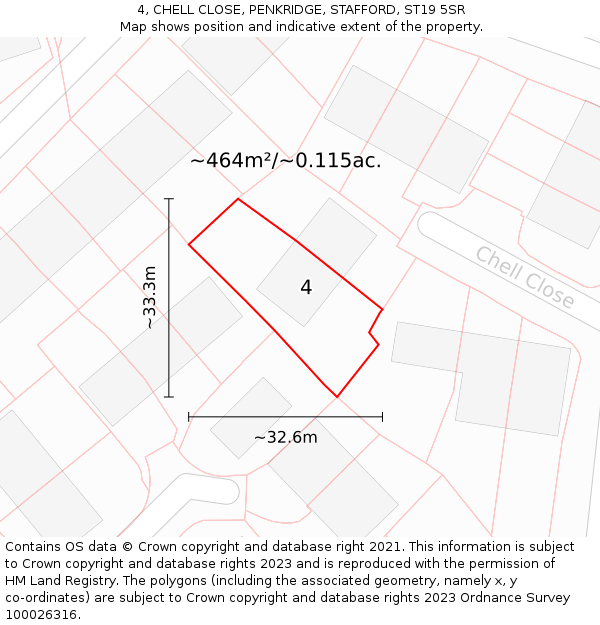 4, CHELL CLOSE, PENKRIDGE, STAFFORD, ST19 5SR: Plot and title map