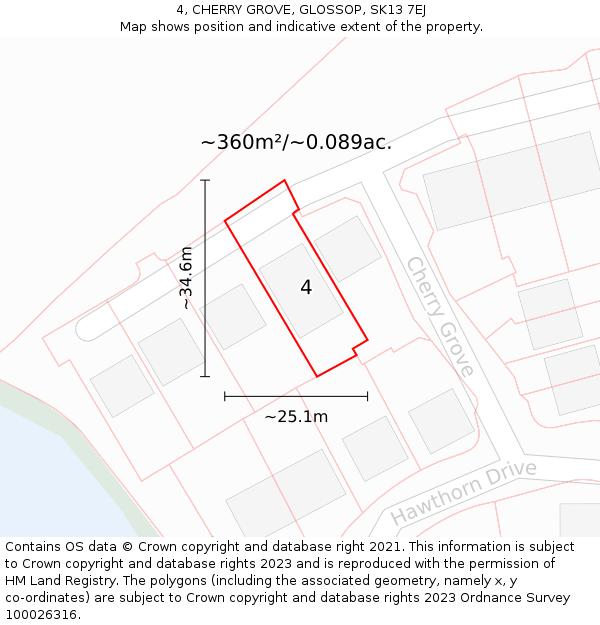 4, CHERRY GROVE, GLOSSOP, SK13 7EJ: Plot and title map