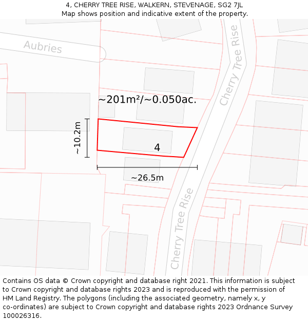 4, CHERRY TREE RISE, WALKERN, STEVENAGE, SG2 7JL: Plot and title map