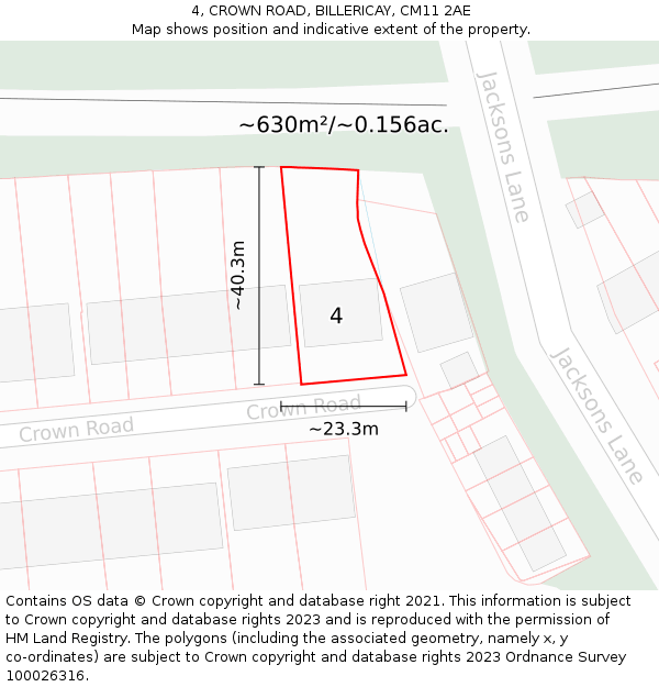 4, CROWN ROAD, BILLERICAY, CM11 2AE: Plot and title map