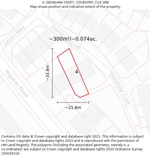 4, DENSHAW CROFT, COVENTRY, CV2 2RB: Plot and title map