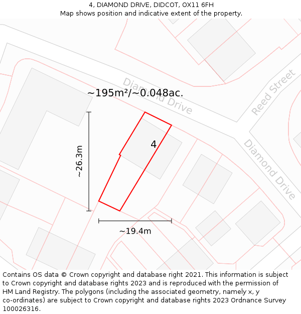 4, DIAMOND DRIVE, DIDCOT, OX11 6FH: Plot and title map