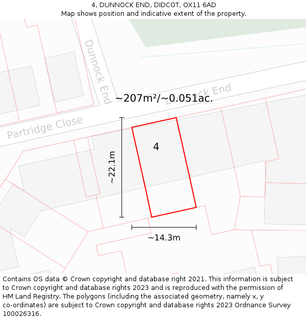 4, DUNNOCK END, DIDCOT, OX11 6AD: Plot and title map