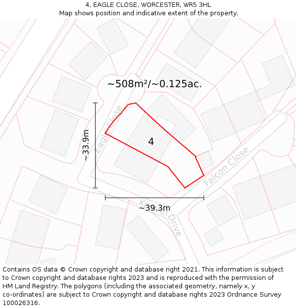 4, EAGLE CLOSE, WORCESTER, WR5 3HL: Plot and title map