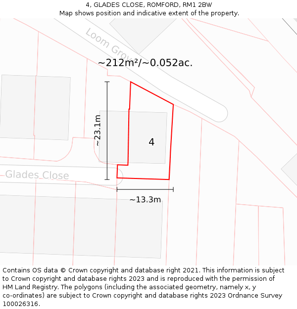 4, GLADES CLOSE, ROMFORD, RM1 2BW: Plot and title map