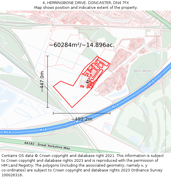 4, HERRINGBONE DRIVE, DONCASTER, DN4 7FX: Plot and title map