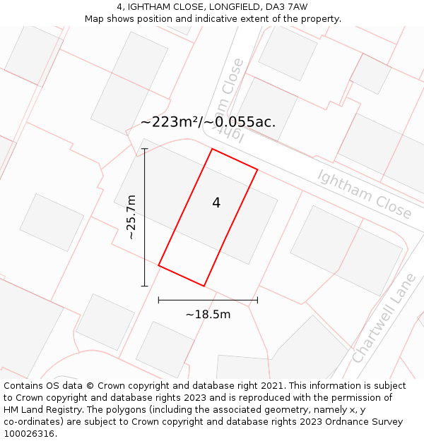 4, IGHTHAM CLOSE, LONGFIELD, DA3 7AW: Plot and title map