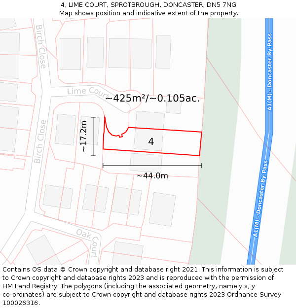 4, LIME COURT, SPROTBROUGH, DONCASTER, DN5 7NG: Plot and title map
