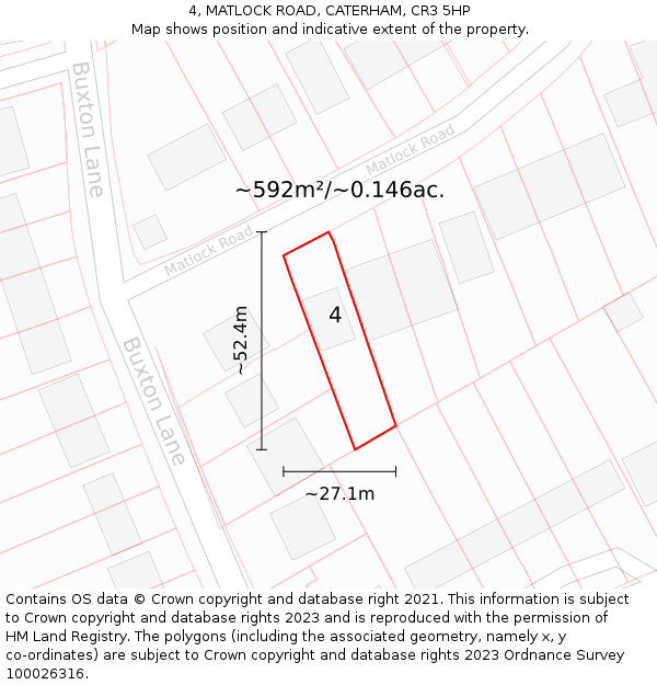 4, MATLOCK ROAD, CATERHAM, CR3 5HP: Plot and title map