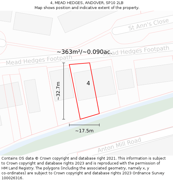4, MEAD HEDGES, ANDOVER, SP10 2LB: Plot and title map
