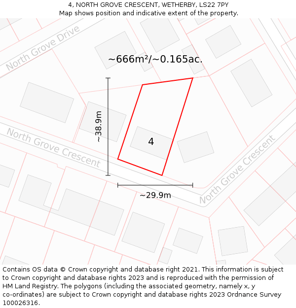 4, NORTH GROVE CRESCENT, WETHERBY, LS22 7PY: Plot and title map