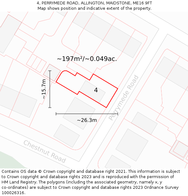 4, PERRYMEDE ROAD, ALLINGTON, MAIDSTONE, ME16 9FT: Plot and title map